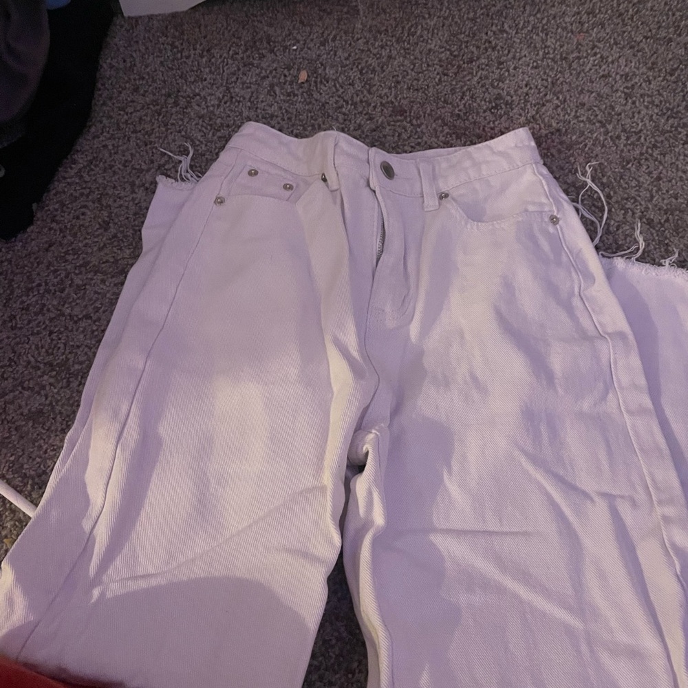 SHEIN High Rise White Jeans